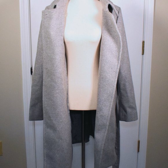 NWT Express Women's Gray Recycled Wool Pea Coat Size Medium - New Winter Coat - Picture 7 of 12